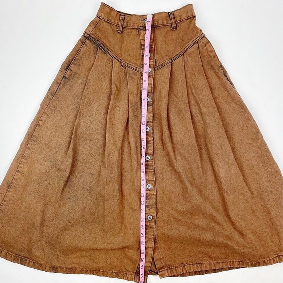 Vintage Sundance Brown Denim High Waist Skirt - Picture 7 of 8